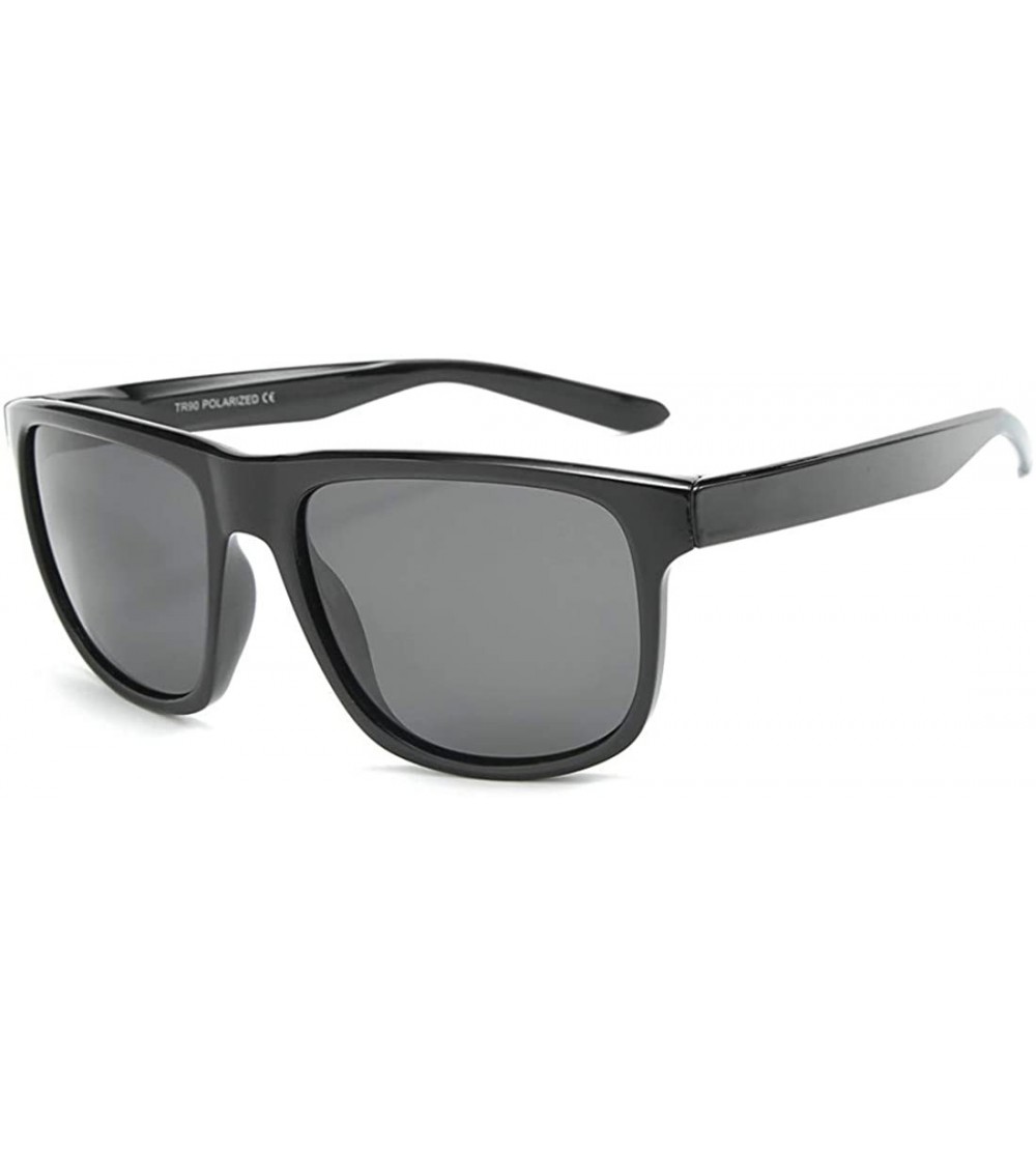 Round Hot pop sunglasses polarized lenses stylish men driving sunglasses - Black C1 - C71904U26O9 $33.49