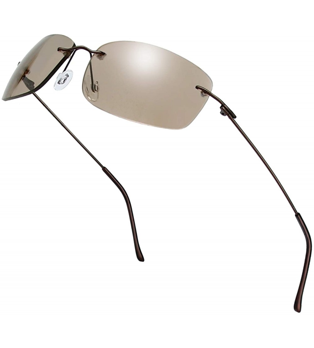 Round Minimalist Small Rectangular Sunglasses Clear Eyewear Spring Hinge - Gift Box Package - 106-brown- Brown - CO193N3EU3R ...