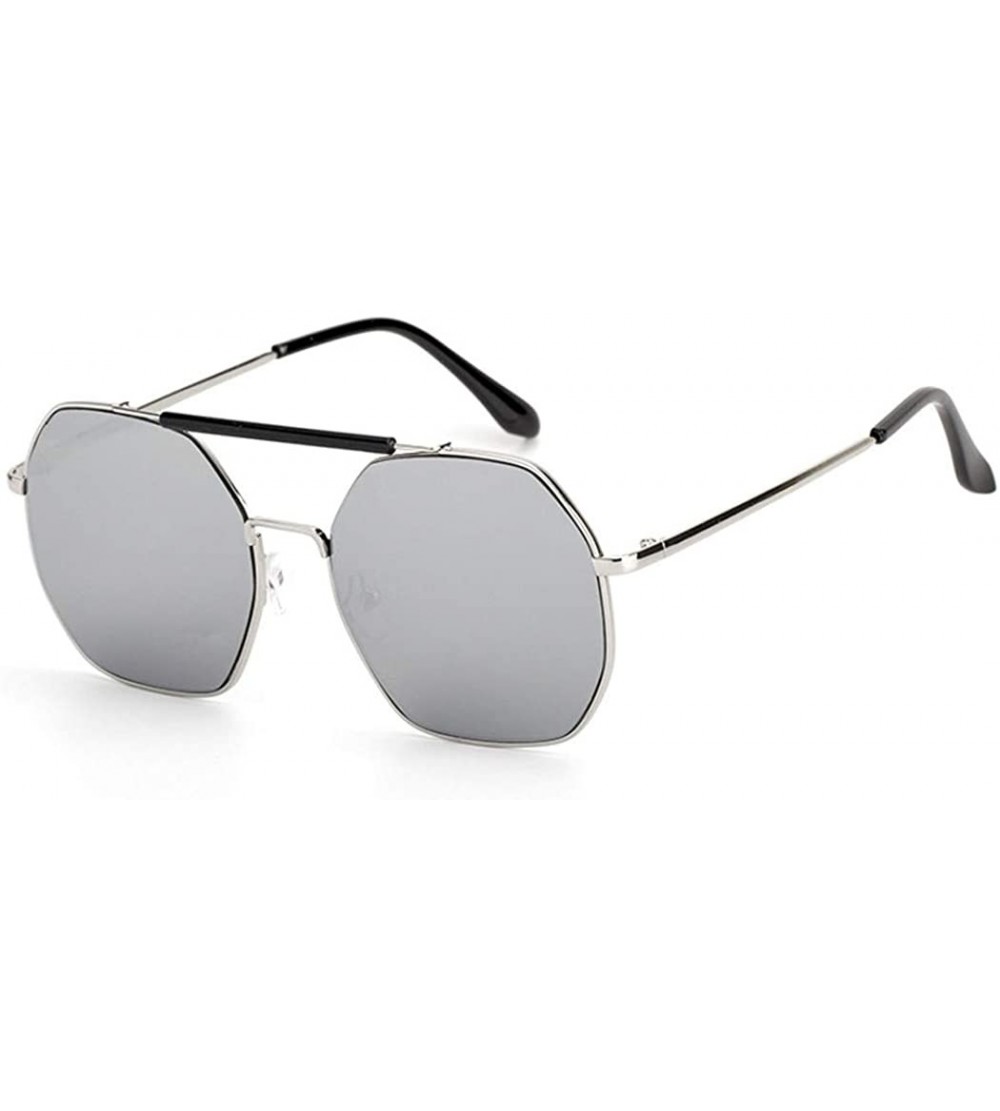 Aviator 2019 new sunglasses- double beam polygonal metal frame glasses- ladies sunglasses - E - CW18SEHDIDZ $74.18