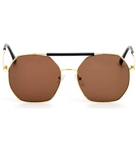 Aviator 2019 new sunglasses- double beam polygonal metal frame glasses- ladies sunglasses - E - CW18SEHDIDZ $74.18