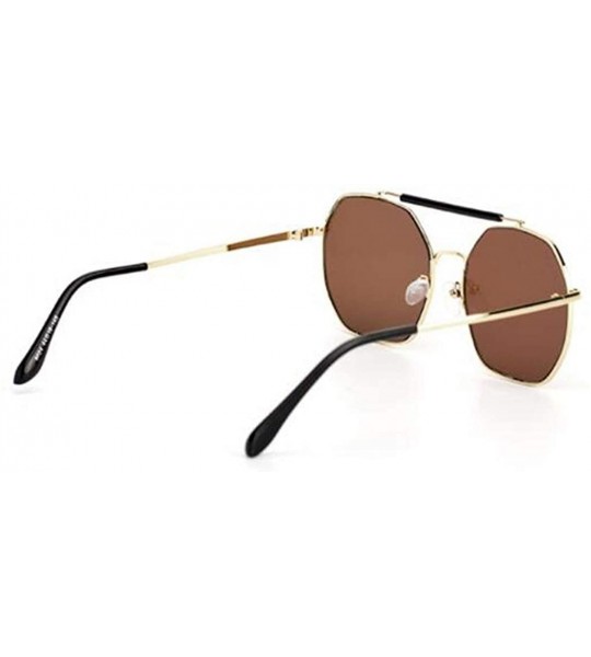 Aviator 2019 new sunglasses- double beam polygonal metal frame glasses- ladies sunglasses - E - CW18SEHDIDZ $74.18