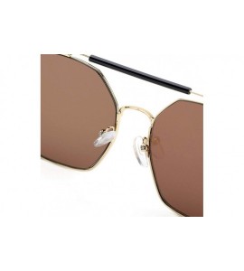 Aviator 2019 new sunglasses- double beam polygonal metal frame glasses- ladies sunglasses - E - CW18SEHDIDZ $74.18