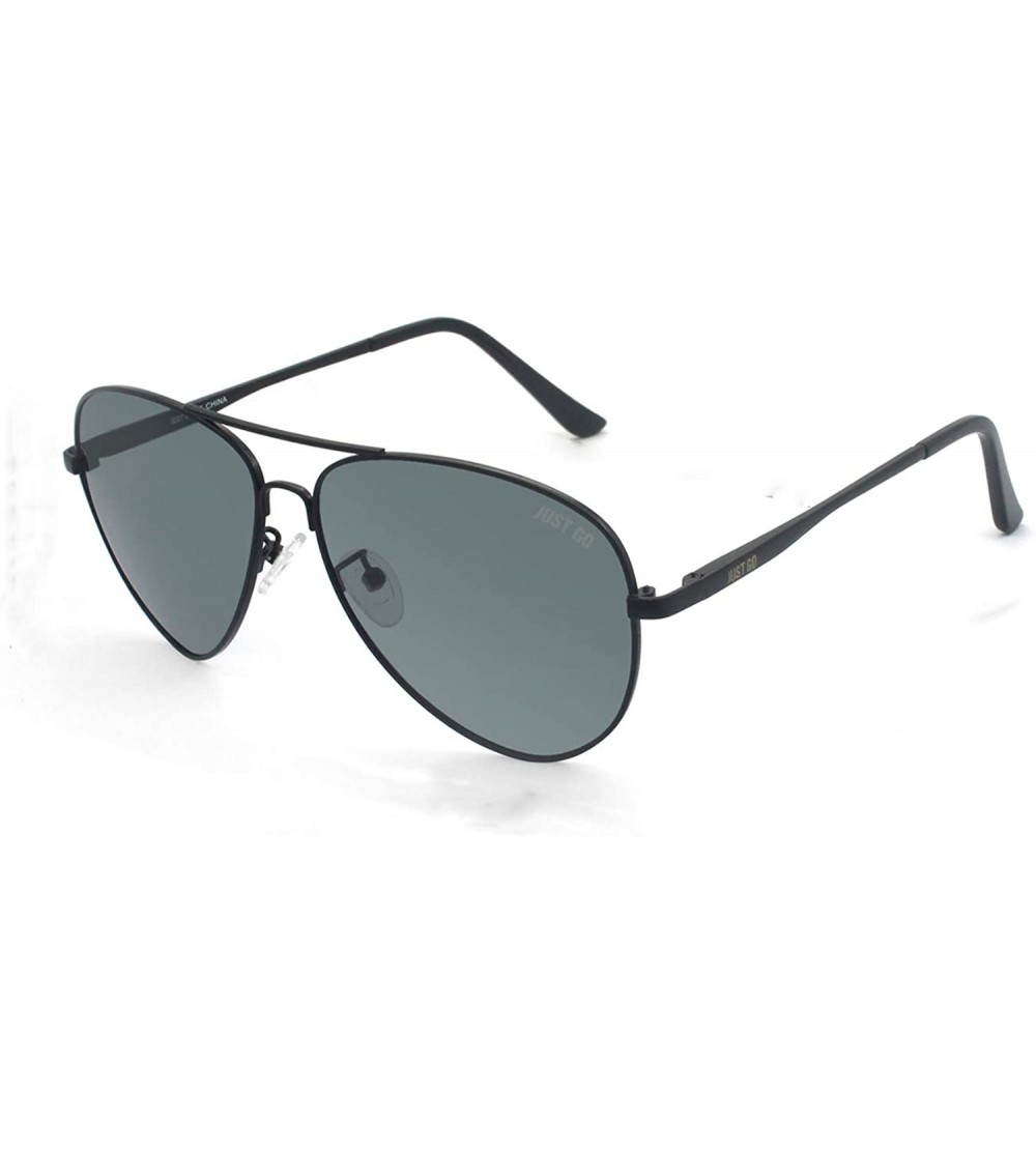 Aviator Premium Classic Aviator Style Sunglasses - Polarized Lenses - 100% UV Protection - Matte Black Frame Grey Lens - C718...