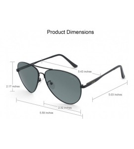 Aviator Premium Classic Aviator Style Sunglasses - Polarized Lenses - 100% UV Protection - Matte Black Frame Grey Lens - C718...