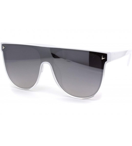 Rectangular Unisex Oversize Shield Flat Top Mobster Retro Sunglasses - White Clear Smoke Mirror - CV18ZRE5LYH $19.24