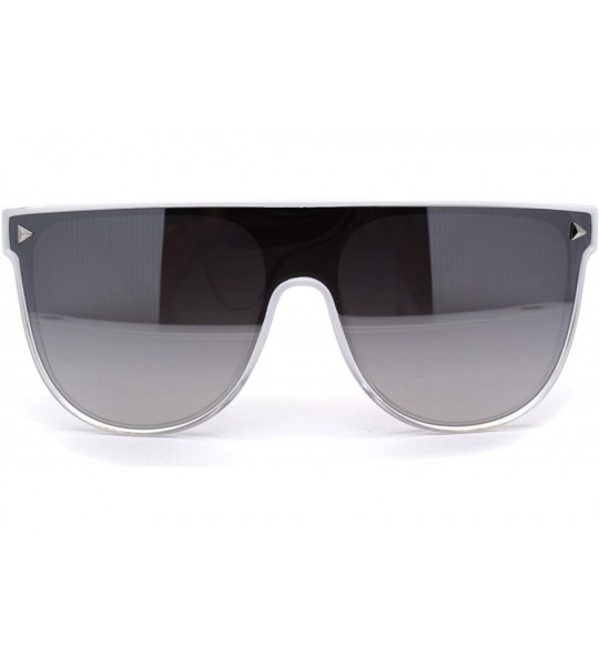 Rectangular Unisex Oversize Shield Flat Top Mobster Retro Sunglasses - White Clear Smoke Mirror - CV18ZRE5LYH $19.24