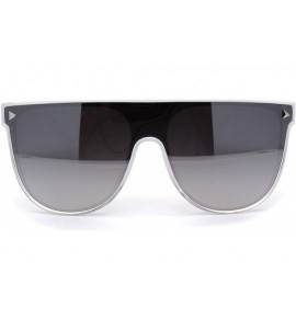 Rectangular Unisex Oversize Shield Flat Top Mobster Retro Sunglasses - White Clear Smoke Mirror - CV18ZRE5LYH $19.24