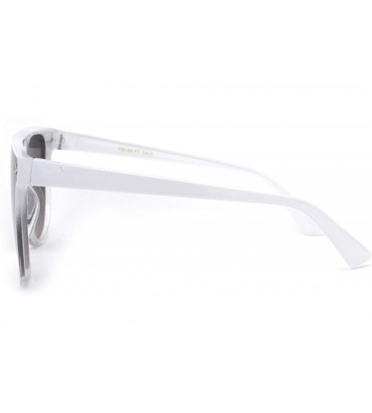 Rectangular Unisex Oversize Shield Flat Top Mobster Retro Sunglasses - White Clear Smoke Mirror - CV18ZRE5LYH $19.24