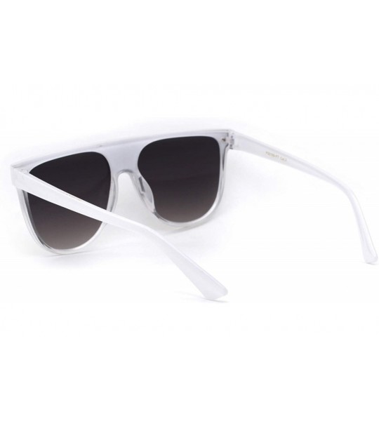 Rectangular Unisex Oversize Shield Flat Top Mobster Retro Sunglasses - White Clear Smoke Mirror - CV18ZRE5LYH $19.24