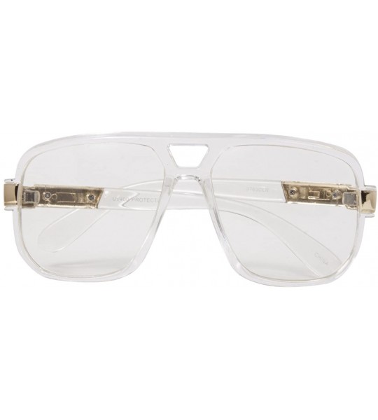 Aviator Hip-Hop Fashion Retro Glasses - Clear - CM180GINQHM $17.44