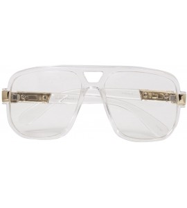 Aviator Hip-Hop Fashion Retro Glasses - Clear - CM180GINQHM $17.44