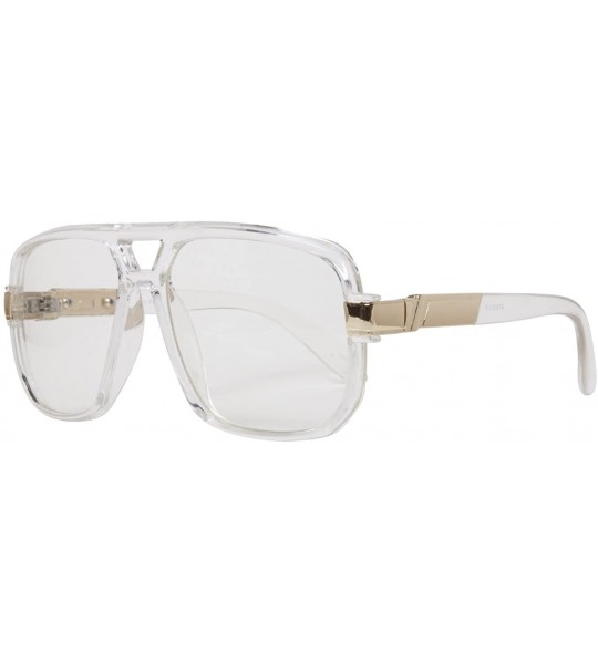 Aviator Hip-Hop Fashion Retro Glasses - Clear - CM180GINQHM $17.44