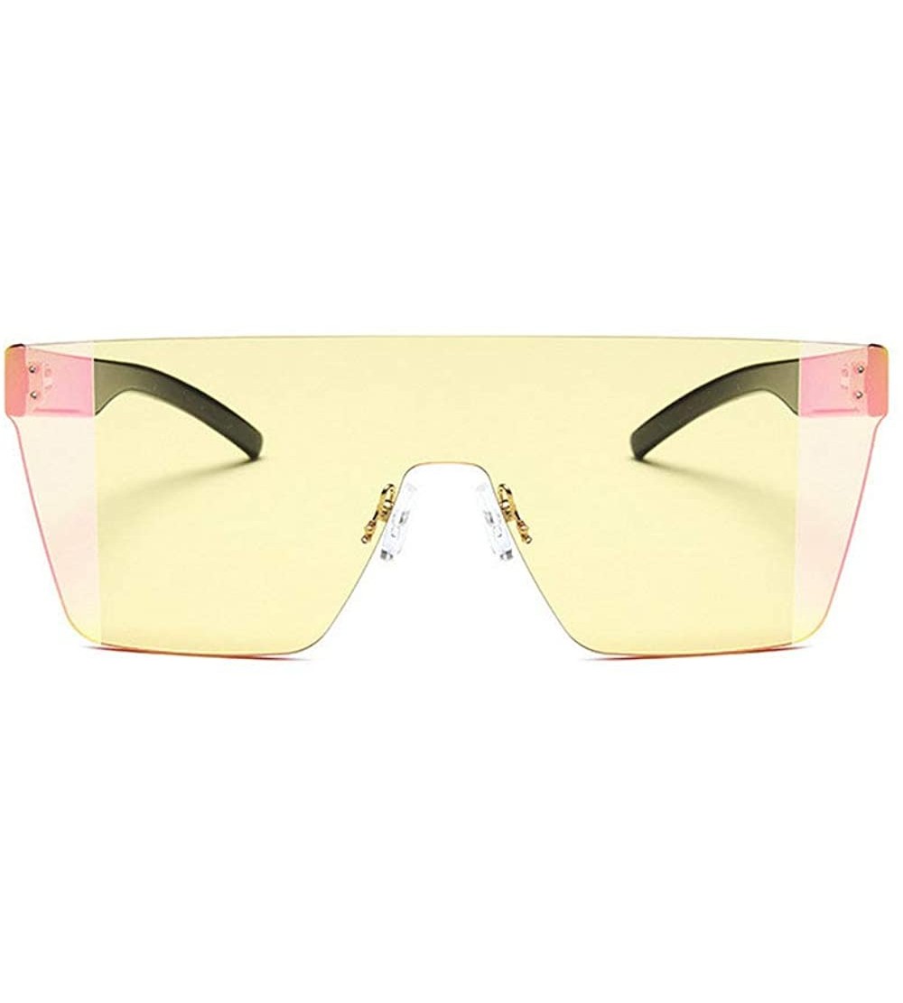 Square 2019 New One-piece Sunglasses Men's Handsome Windproof Glasses color Square sunglasses Women - Pink&yellow - CT18YCDOT...