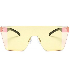 Square 2019 New One-piece Sunglasses Men's Handsome Windproof Glasses color Square sunglasses Women - Pink&yellow - CT18YCDOT...