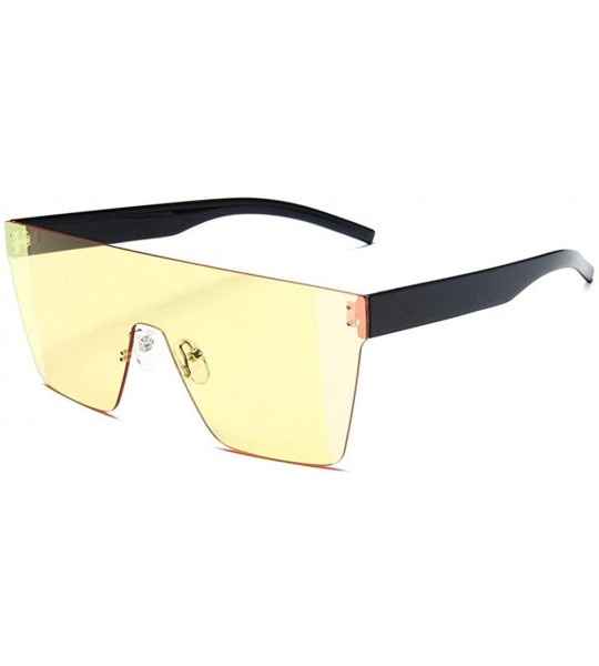 Square 2019 New One-piece Sunglasses Men's Handsome Windproof Glasses color Square sunglasses Women - Pink&yellow - CT18YCDOT...