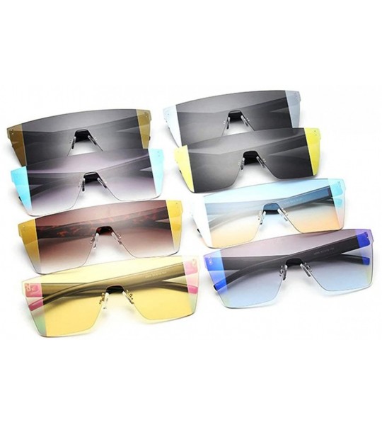 Square 2019 New One-piece Sunglasses Men's Handsome Windproof Glasses color Square sunglasses Women - Pink&yellow - CT18YCDOT...