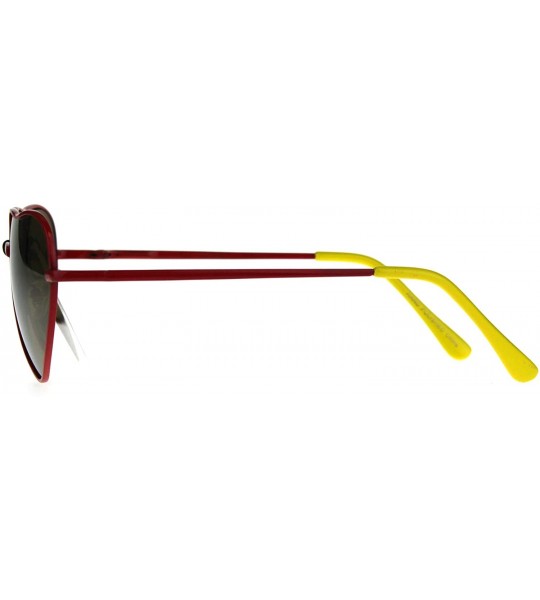 Round Womens Color Mirror Lens Heart Shape Metal Rim Sunglasses - Red Gold - CM18840ZMOK $18.54