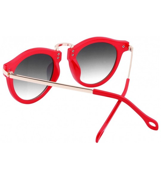 Round Vintage Arrow Women Sunglasses Round Design Candy Color B2427 - Red/Red - CH186ZT0O2N $22.89