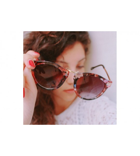 Round Vintage Arrow Women Sunglasses Round Design Candy Color B2427 - Red/Red - CH186ZT0O2N $22.89