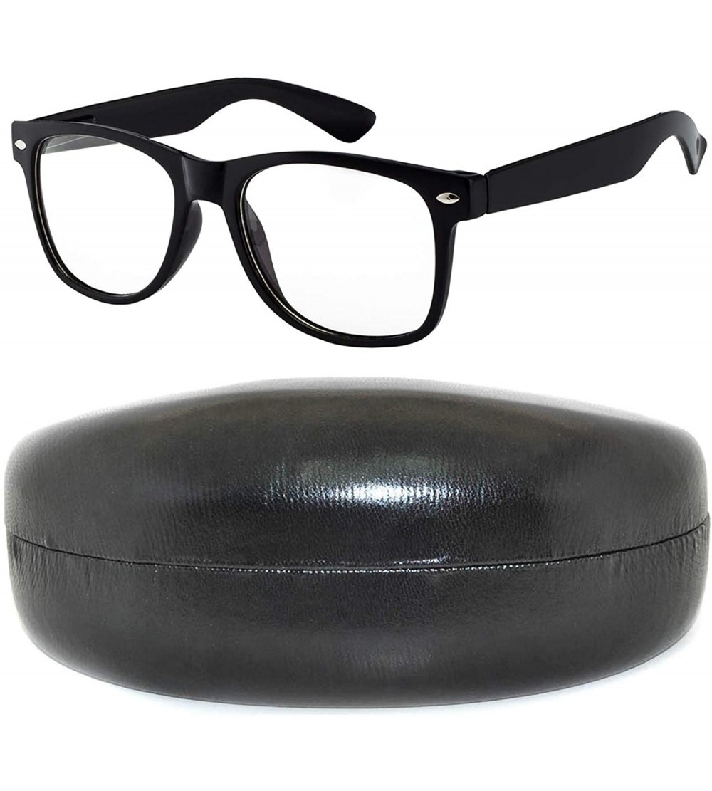 Wayfarer Vintage Retro Sunglasses with Hard Clamshell Case Many Colors - Nerd-blk_&_case-textur-blk - CU11RGWAF2T $19.47