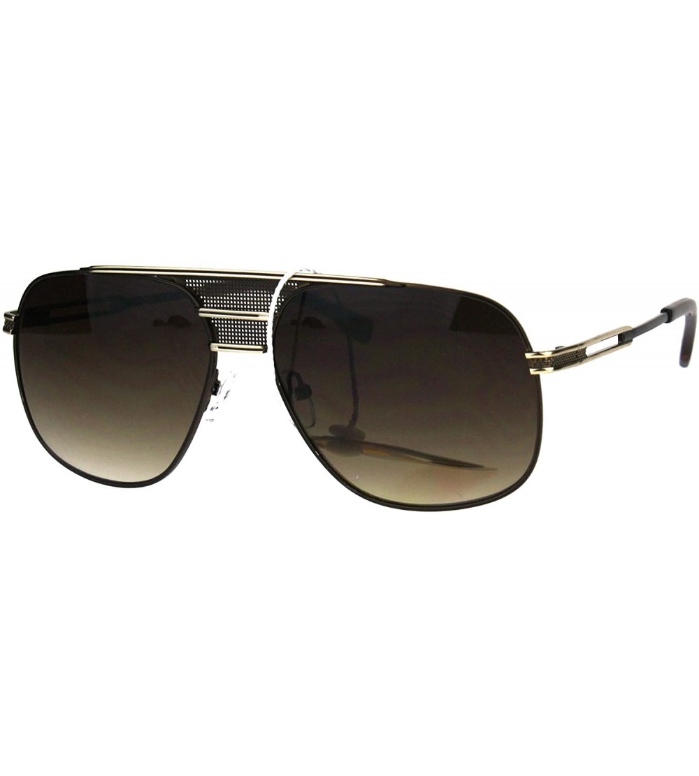 Square Mens Designer Fashion Sunglasses Stylish Square Metal Frame Mesh Bridge - Brown (Brown) - CU186TQOYNU $23.34