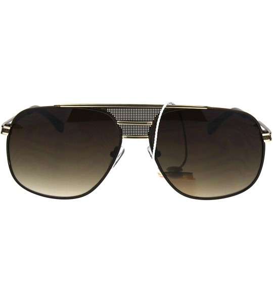 Square Mens Designer Fashion Sunglasses Stylish Square Metal Frame Mesh Bridge - Brown (Brown) - CU186TQOYNU $23.34