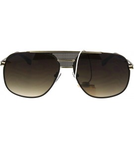 Square Mens Designer Fashion Sunglasses Stylish Square Metal Frame Mesh Bridge - Brown (Brown) - CU186TQOYNU $23.34