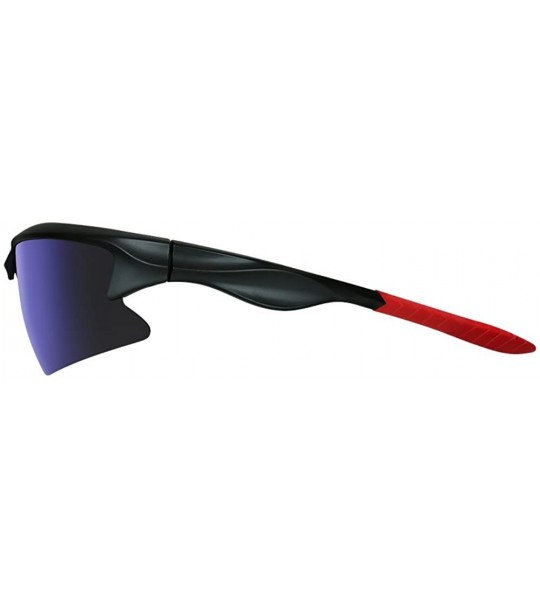 Sport Polarized Sunglasses Baseball Softball - Black + Revo Blue - C518G8W23AZ $35.40