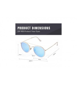 Round Round Polarized Sunglasses Women Men Classic Small Sunglasses Mirrored Lens - Gold Frame/Mirrored Blue Lens - CW196MACC...