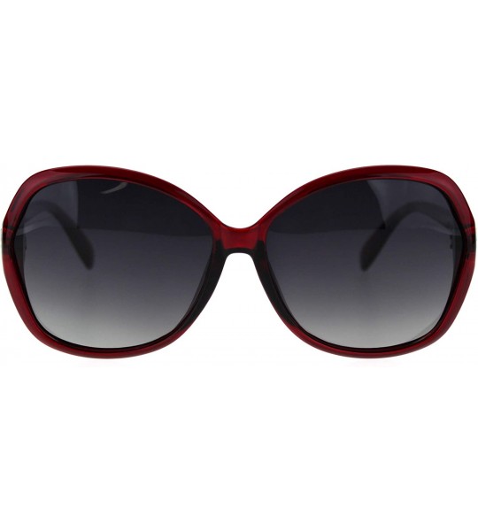 Butterfly Polarized Lens Womens Geometric Art Deco Jewel Butterfly Sunglasses - Red Smoke - C518TQOZ55O $26.28