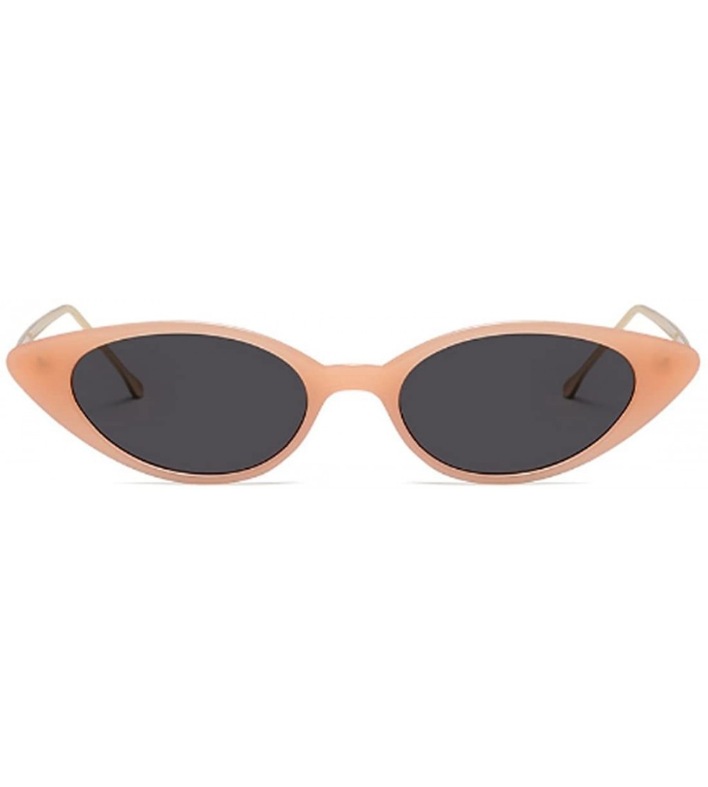 Goggle Unisex Vintage Slender Oval Sunglasses Small Metal Frame lens eyewear - Orange Powder - C918DTQ8GUO $21.02