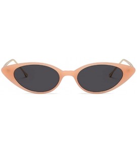 Goggle Unisex Vintage Slender Oval Sunglasses Small Metal Frame lens eyewear - Orange Powder - C918DTQ8GUO $21.02