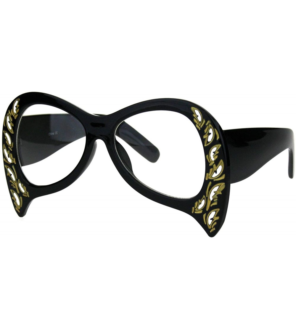 Butterfly Womens Upside Down Peacock Wing Shape Plastic Sunglasses - Black Clear - CQ18HK2AMD3 $24.04