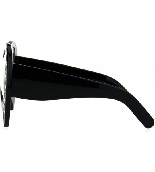 Butterfly Womens Upside Down Peacock Wing Shape Plastic Sunglasses - Black Clear - CQ18HK2AMD3 $24.04