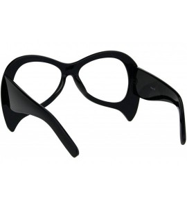 Butterfly Womens Upside Down Peacock Wing Shape Plastic Sunglasses - Black Clear - CQ18HK2AMD3 $24.04