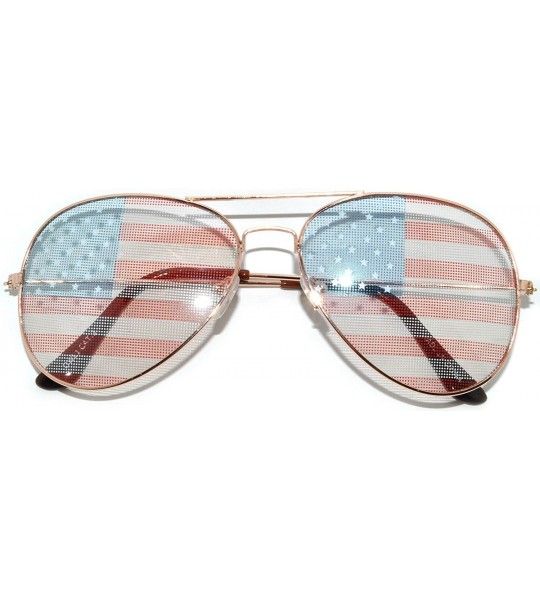 Aviator 12 Pack Aviator Sunglasses Metal Gold- Silver- Black Frame Colored Mirror Lens OWL. - American-flag-lens - C61270UY6S...