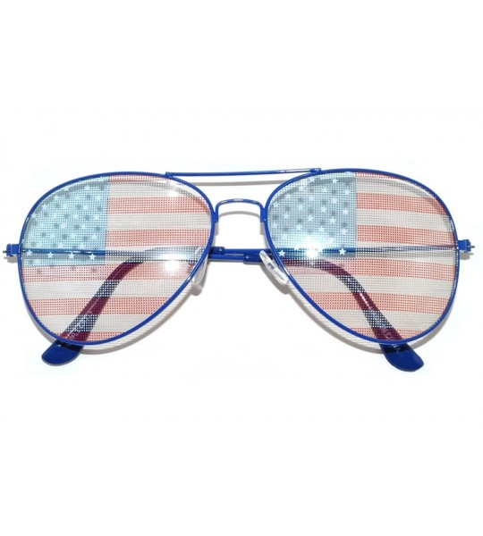 Aviator 12 Pack Aviator Sunglasses Metal Gold- Silver- Black Frame Colored Mirror Lens OWL. - American-flag-lens - C61270UY6S...