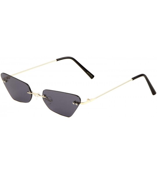 Cat Eye Color Lens Rimless Rounded Rectangular Cat Eye Sunglasses - Black - C41900GU59Q $26.50