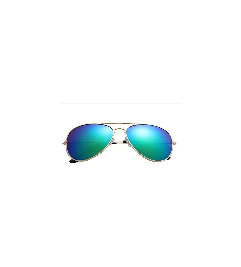 Rectangular Women Men Classic Unisex Retro Sunglasses Metal Frame Aviation Luxury Accessory (Gold Green) - Gold Green - C7195...