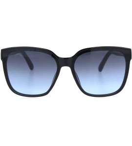 Rectangular Womens Glitter Arm Rectangular Horn Rim Plastic Sunglasses - Black Blue Glitter - CK18OGDYXQD $19.84