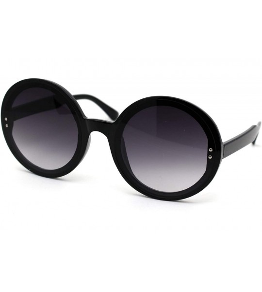 Round Womens Designer 70s Round Circle Mod Plastic Sunglasses - Black Smoke - CO18XL66A72 $22.94