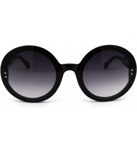 Round Womens Designer 70s Round Circle Mod Plastic Sunglasses - Black Smoke - CO18XL66A72 $22.94