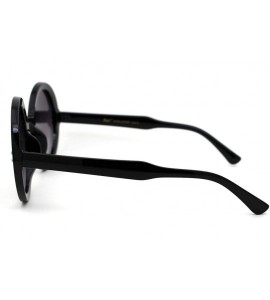 Round Womens Designer 70s Round Circle Mod Plastic Sunglasses - Black Smoke - CO18XL66A72 $22.94