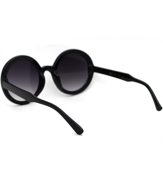 Round Womens Designer 70s Round Circle Mod Plastic Sunglasses - Black Smoke - CO18XL66A72 $22.94