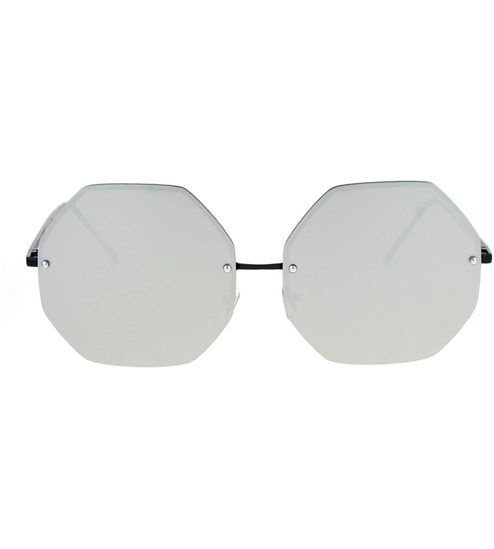 Rimless Womens Rimless Octagon Oversize Color Mirrored Diva Sunglasses - Mirror - C712O5CWELL $23.09
