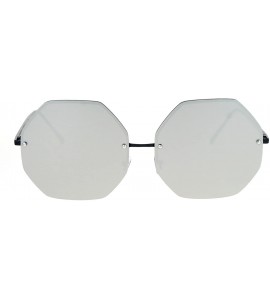 Rimless Womens Rimless Octagon Oversize Color Mirrored Diva Sunglasses - Mirror - C712O5CWELL $23.09