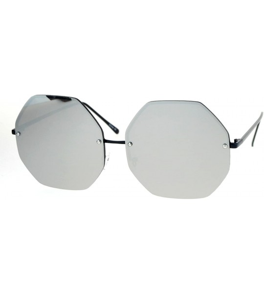 Rimless Womens Rimless Octagon Oversize Color Mirrored Diva Sunglasses - Mirror - C712O5CWELL $23.09