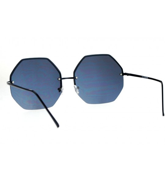 Rimless Womens Rimless Octagon Oversize Color Mirrored Diva Sunglasses - Mirror - C712O5CWELL $23.09