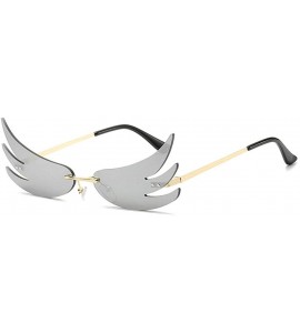 Rimless 2020 New Rimless Sunglasses Women Fashion Colorful Mirror Flame Sun Glasses Men Party Glasses - Silver - CM194L53UL2 ...