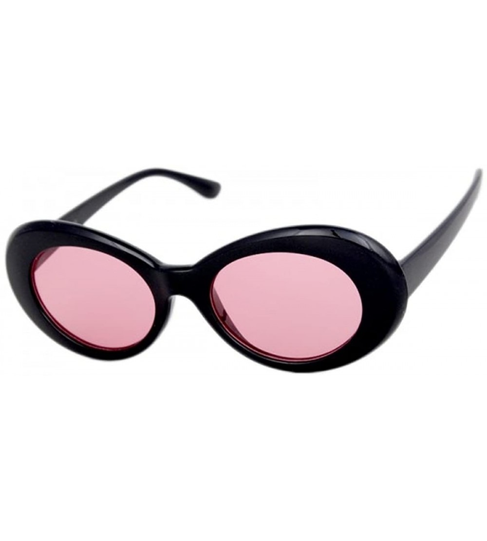 Round Clout Retro Round Celebrity Kurt Cobain Inspired Sunglasses - Black / Pink - CD18E3NAQ3E $18.60